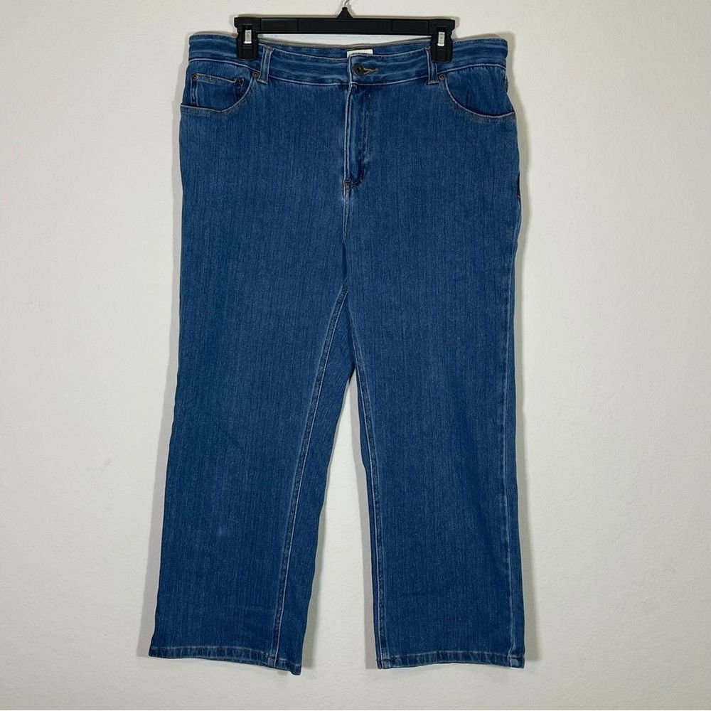 LL Bean Women’s Classic Fit Jeans Size 14 Cropped Inseam 23” Wide Leg Relaxed
